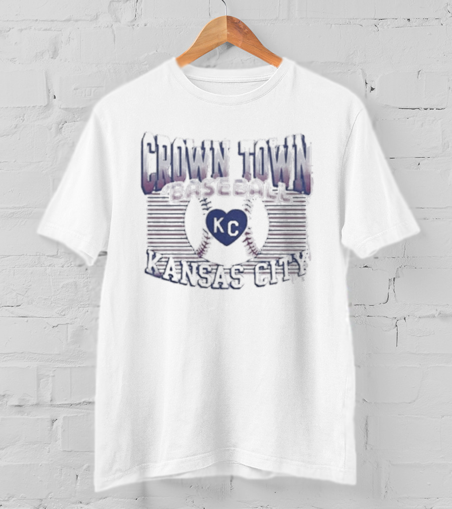Crown Town Baseball Kansas City Gradient KC Heart And Bats T-Shirt