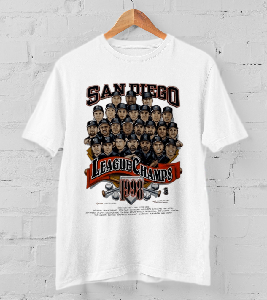 San Diego Padres 1998 League Champs Legends Team Montage T-Shirt