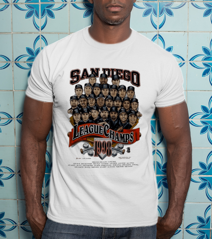 San Diego Padres 1998 League Champs Legends Team Montage T-Shirt