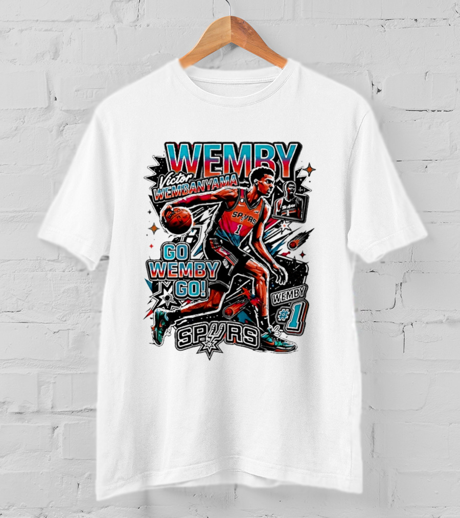 Victor Wembanyama Spurs Go Wemby Go Basketball Number 1 T-Shirt