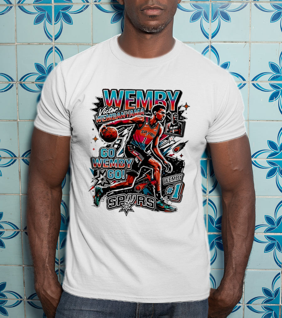 Victor Wembanyama Spurs Go Wemby Go Basketball Number 1 T-Shirt
