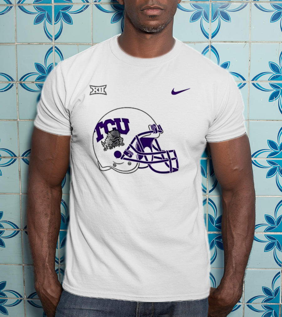 TCU Horned Frogs Football Helmet Nike Big 12 Conference T-Shirt