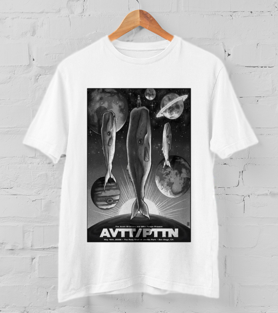 The Avett Brothers Mike Patton May 10 2026 AVT PTN San Diego Jacobs Park Whales Planets T-Shirt