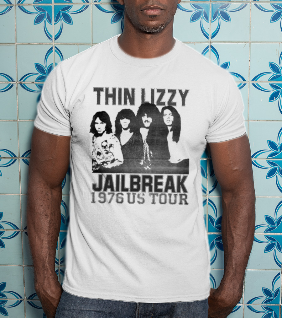 Thin Lizzy Jailbreak 1976 US Tour Classic Rock Band Merch T-Shirt