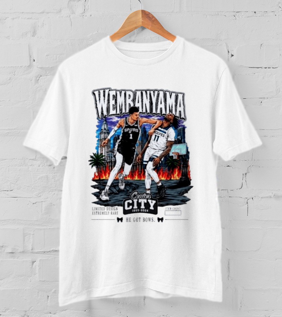 Wembanyama Spurs Center City 1995 2024 Basketball Matchup T-Shirt