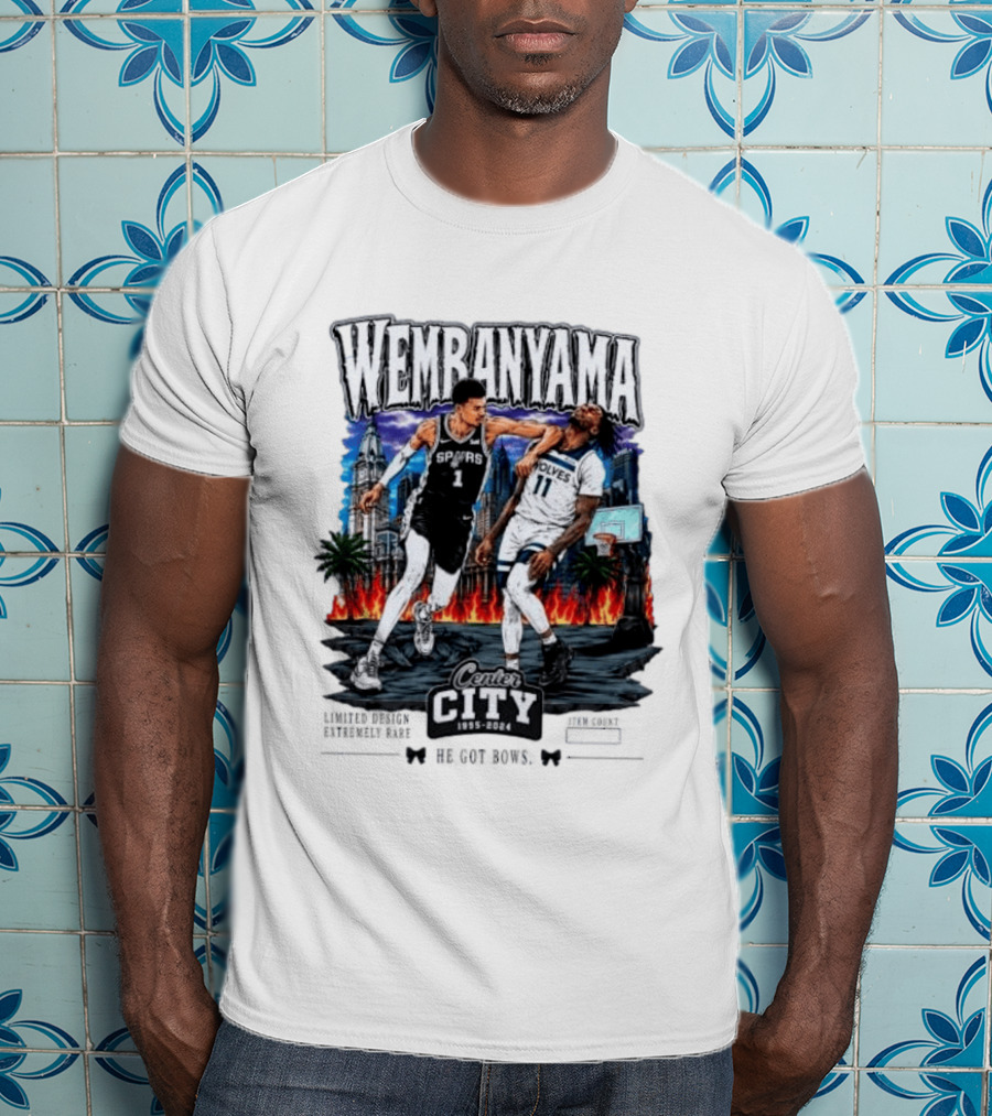 Wembanyama Spurs Center City 1995 2024 Basketball Matchup T-Shirt
