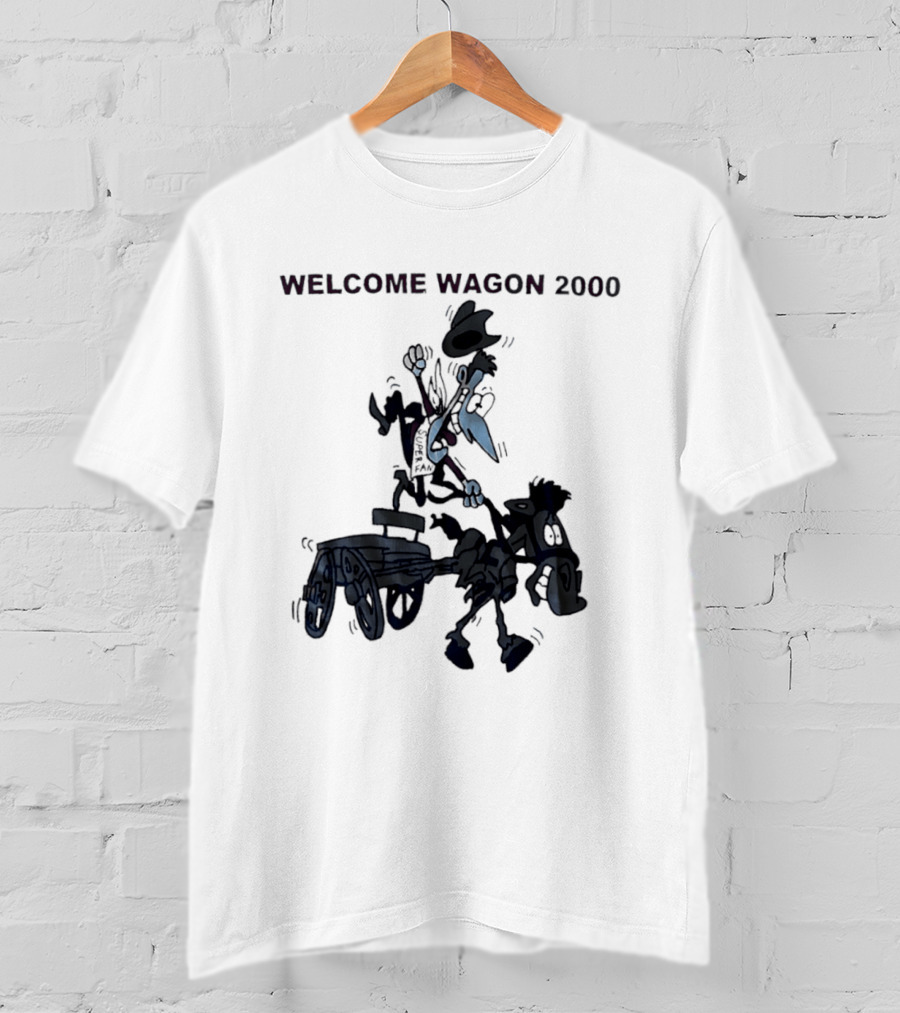 Welcome Wagon 2000 Cartoon Cowboy On A Horse T-Shirt
