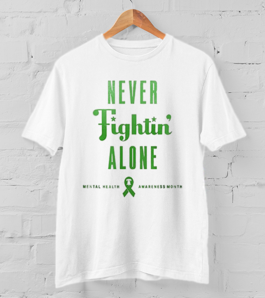 Philadelphia Phillies Never Fightin' Alone Mental Health Awareness Strikeout Stigma T-Shirt