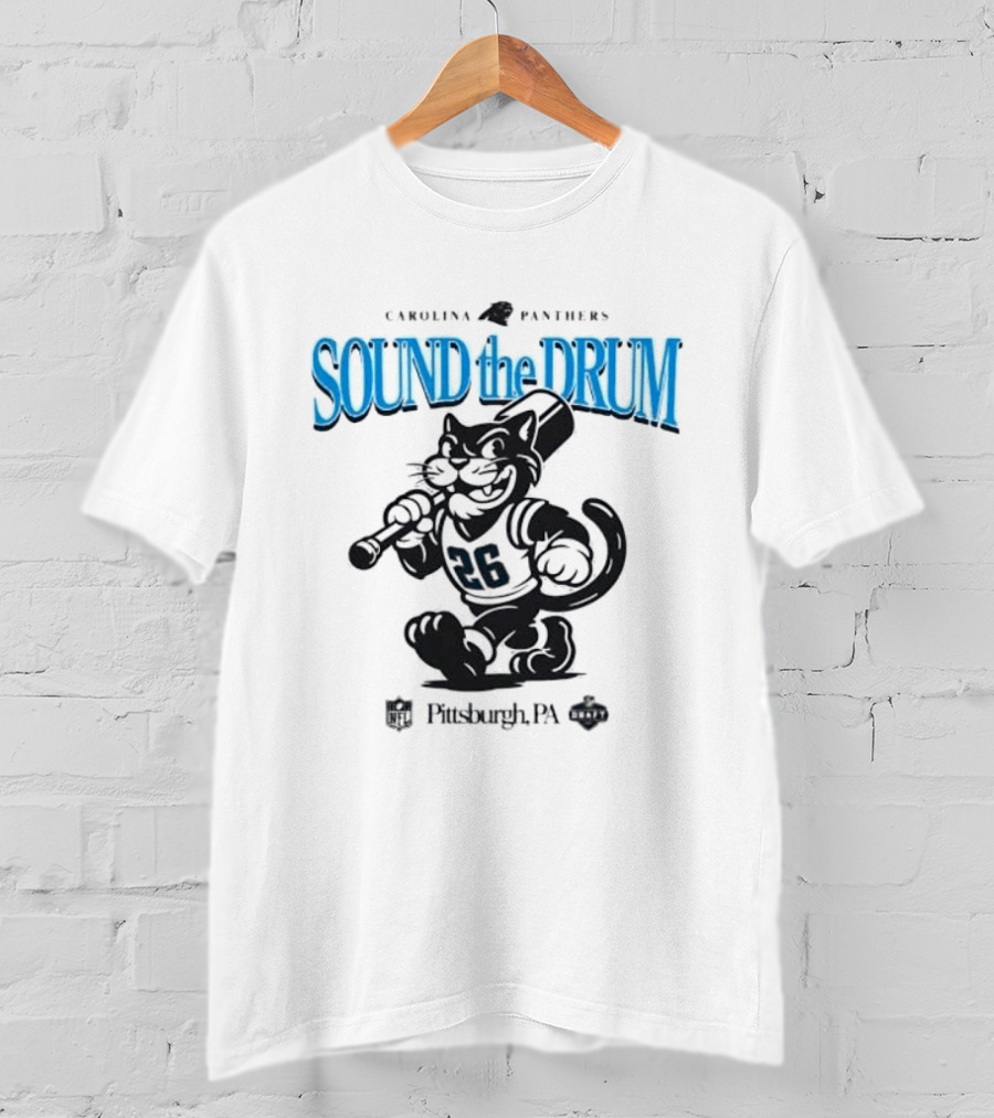 Carolina Panthers Sound The Drum Pittsburgh PA 95 Panther Cartoon T-Shirt
