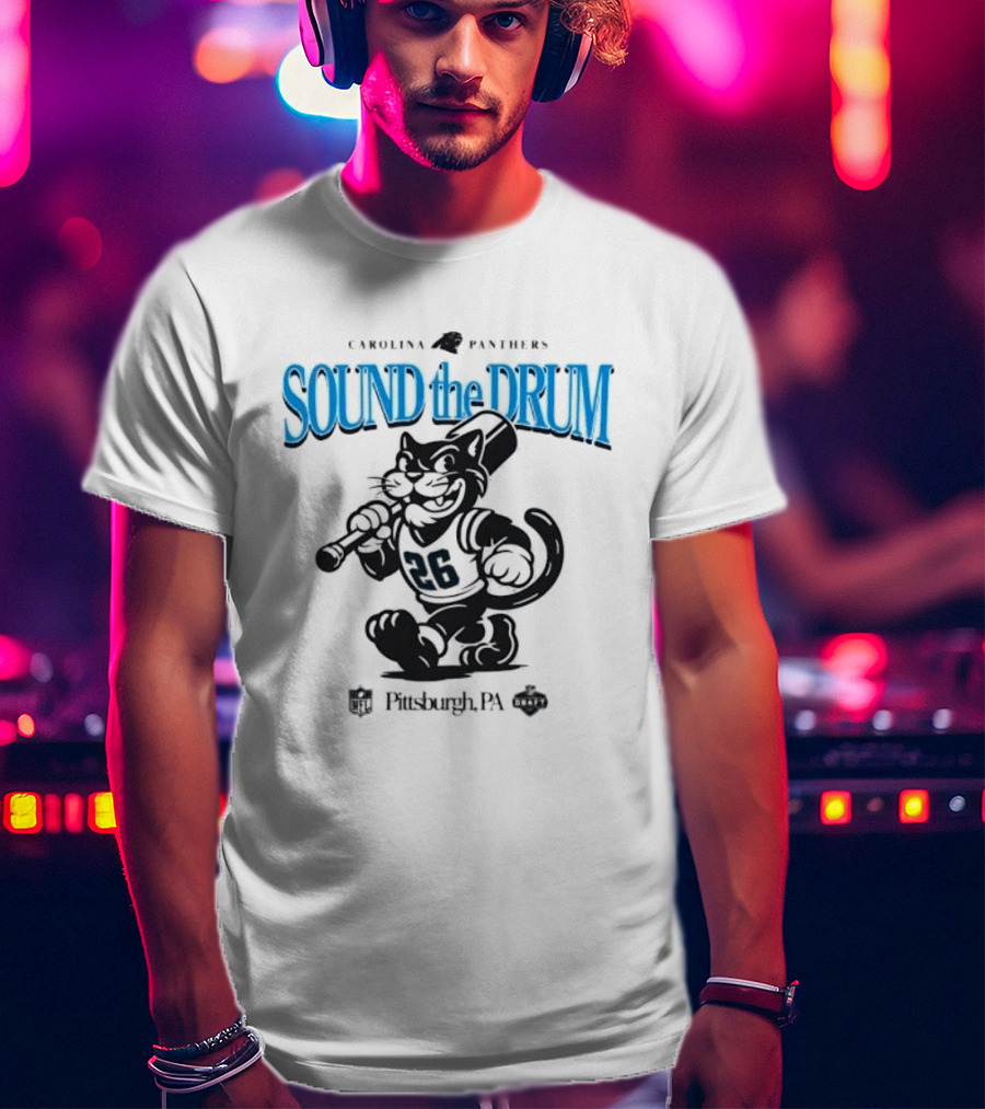 Carolina Panthers Sound The Drum Pittsburgh PA 95 Panther Cartoon T-Shirt