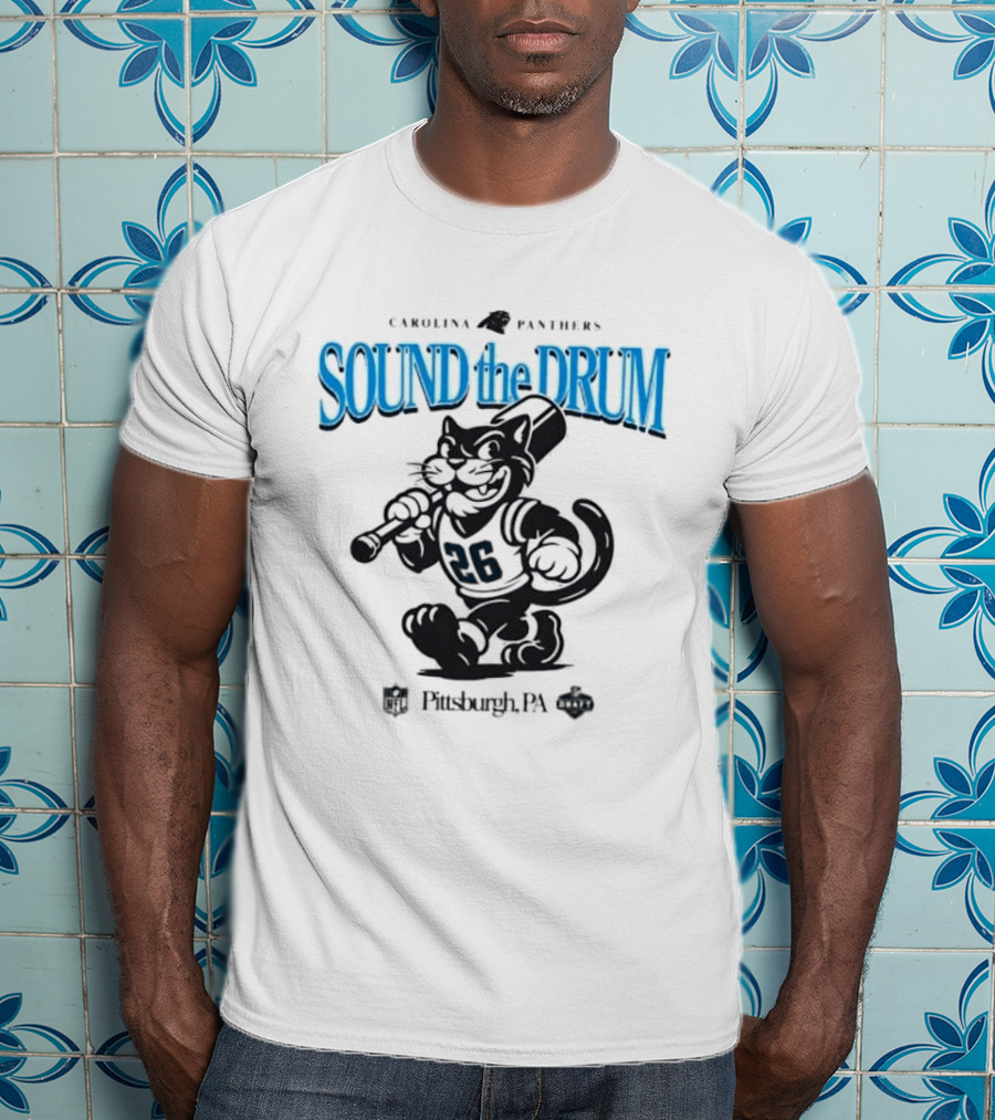 Carolina Panthers Sound The Drum Pittsburgh PA 95 Panther Cartoon T-Shirt