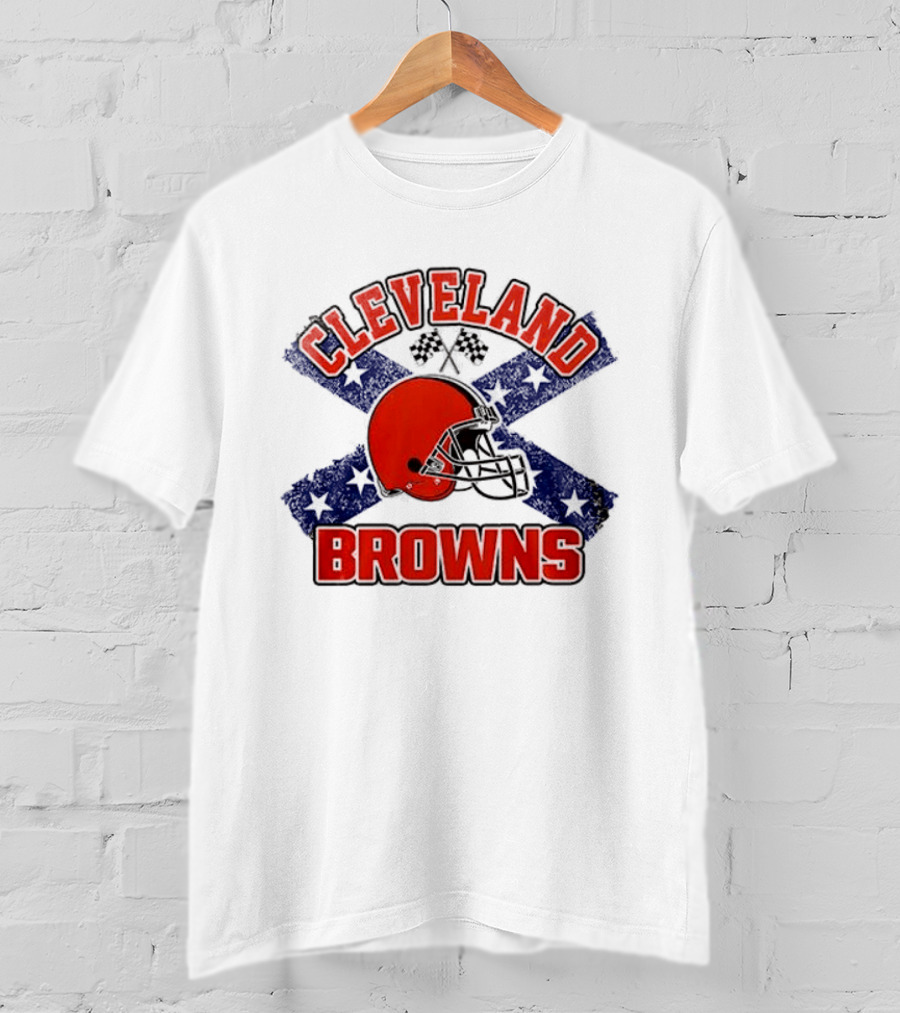 Cleveland Browns Helmet Dukes Of Hazzard Flag T-Shirt