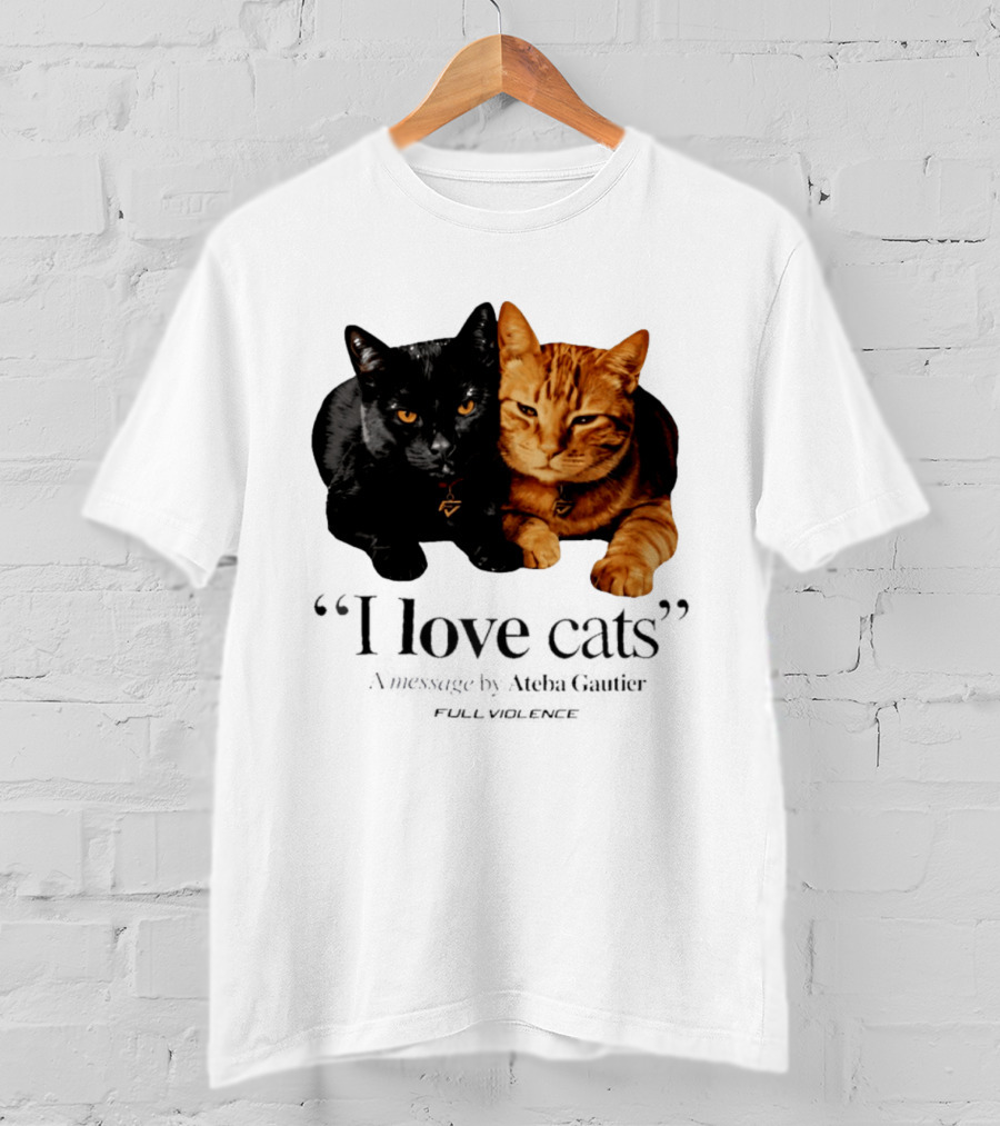 I Love Cats Ateba Gautier Full Violence Black And Ginger Cat Duo T-Shirt