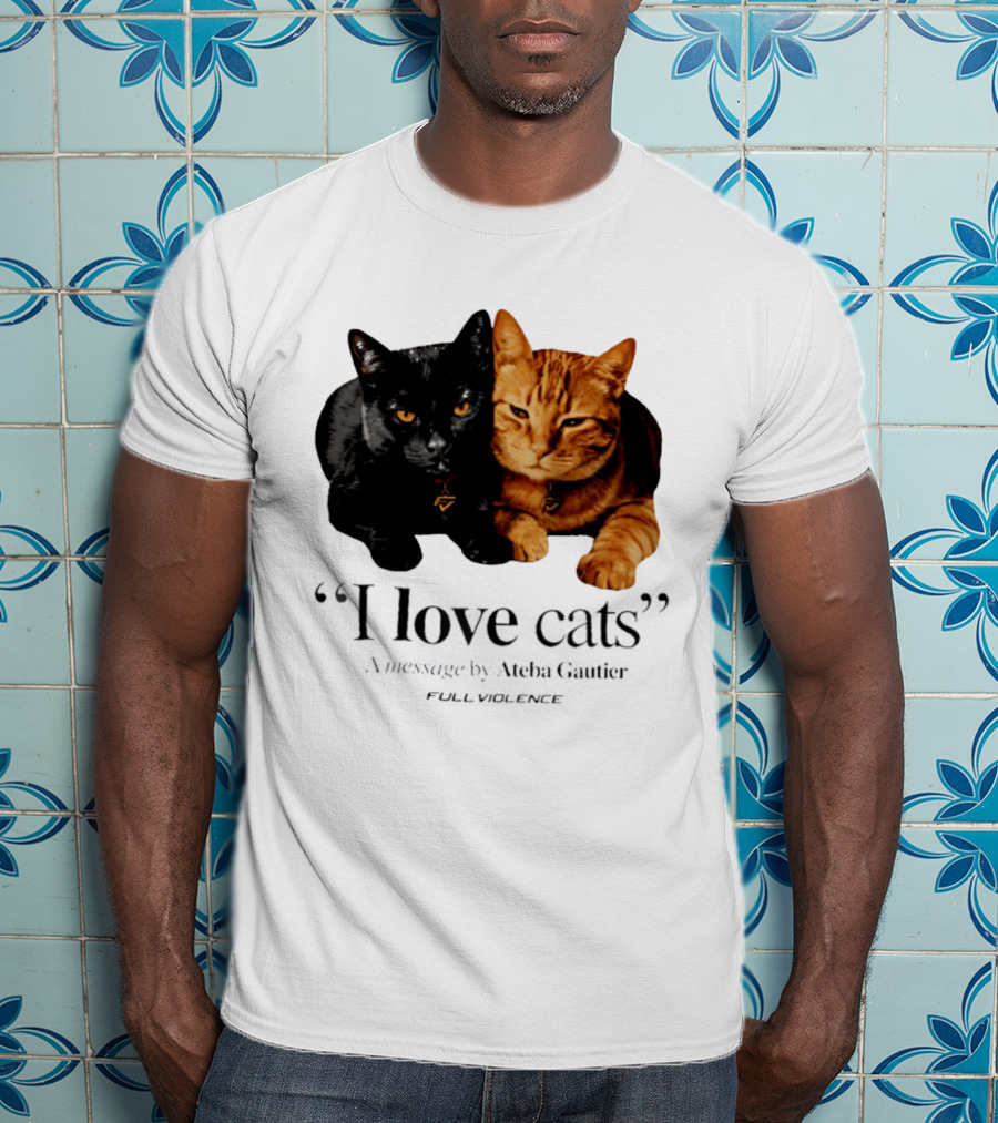 I Love Cats Ateba Gautier Full Violence Black And Ginger Cat Duo T-Shirt