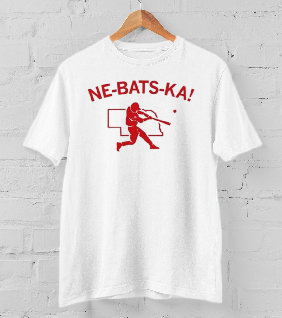 Ne Bats Ka Baseball Player Nebraska Outline Red T-Shirt