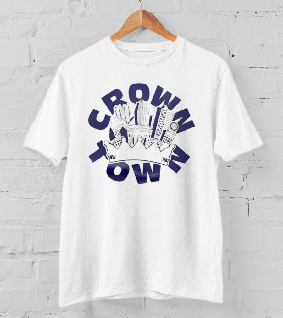 Original Charlie Hustle Crown Town Cityscape White Cap T-Shirt
