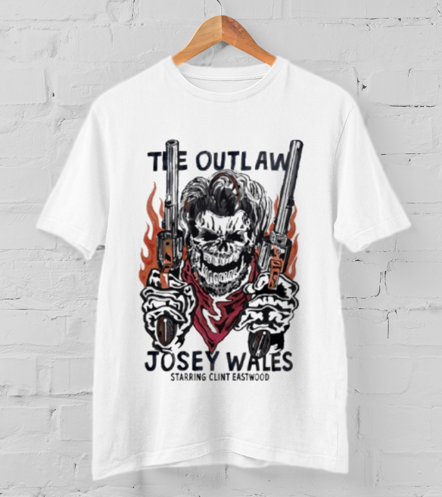 The Outlaw Josey Wales Starring Clint Eastwood Gunslinger Skeleton T-Shirt