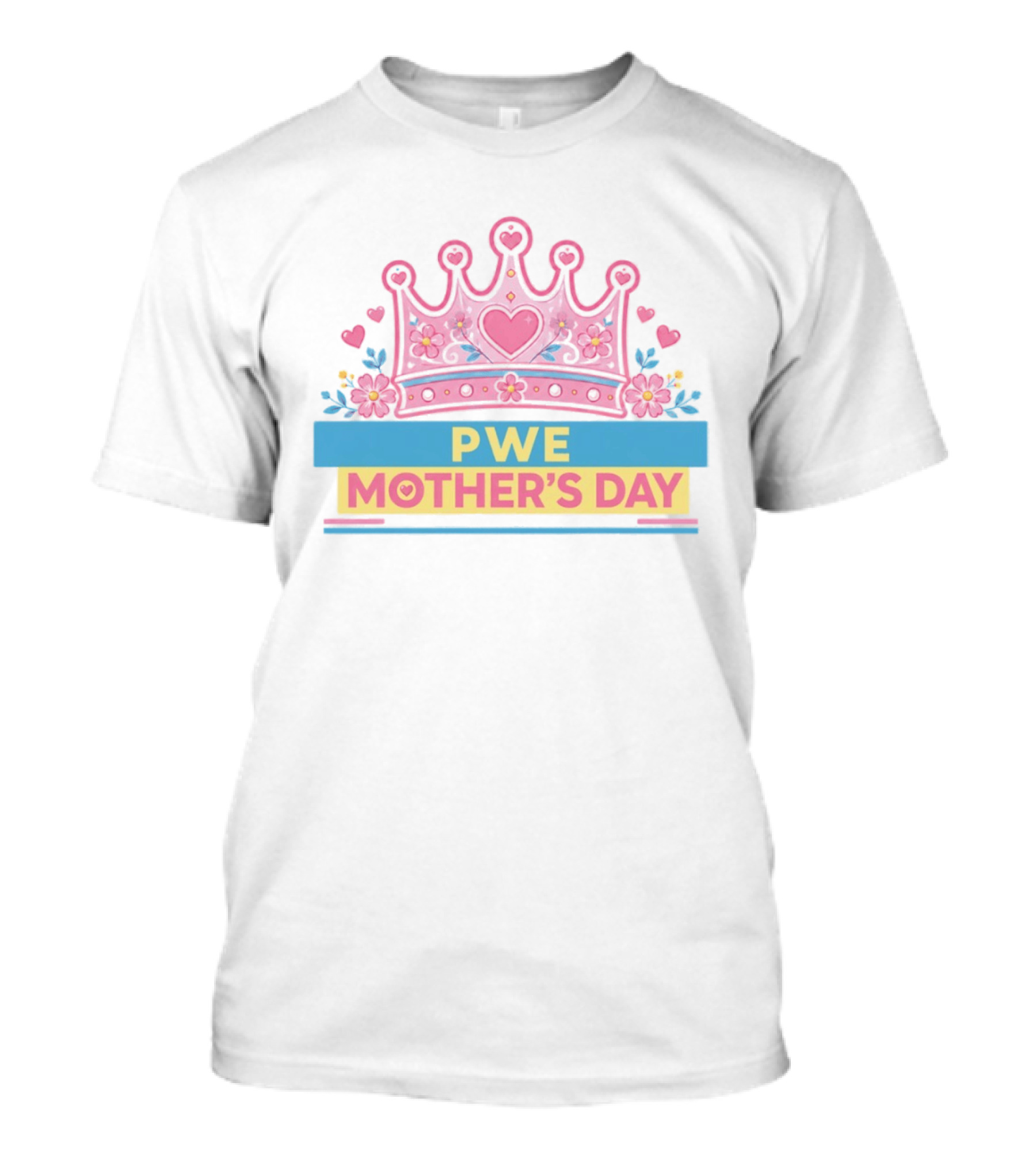 PWE Mother's Day Pink Crown Heart Flowers T-Shirt