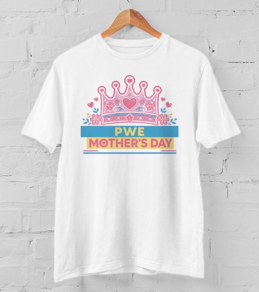 PWE Mother's Day Pink Crown Heart Flowers T-Shirt