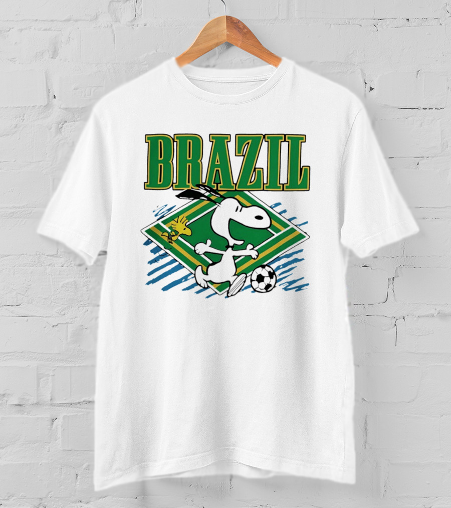 Brazil Soccer Snoopy Woodstock Peanuts Characters Football T-Shirt