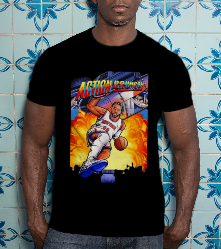 Action Brunson New York Knicks Basketball Comic Explosive Dynamic T-Shirt