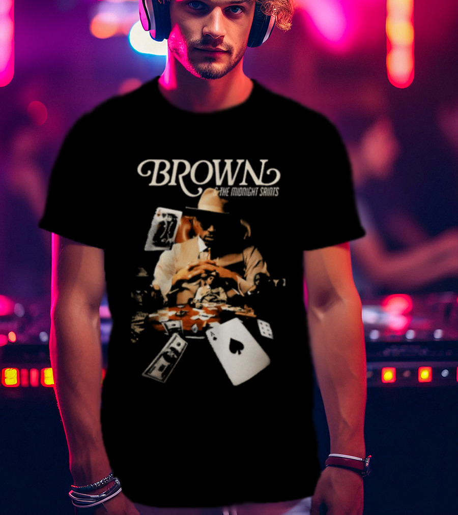 BROWN The Midnight Saints Playing Cards And Chips Explosion T-Shirt