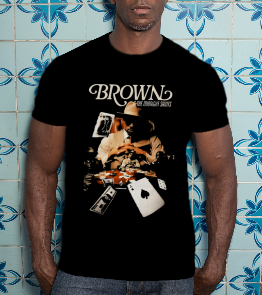 BROWN The Midnight Saints Playing Cards And Chips Explosion T-Shirt