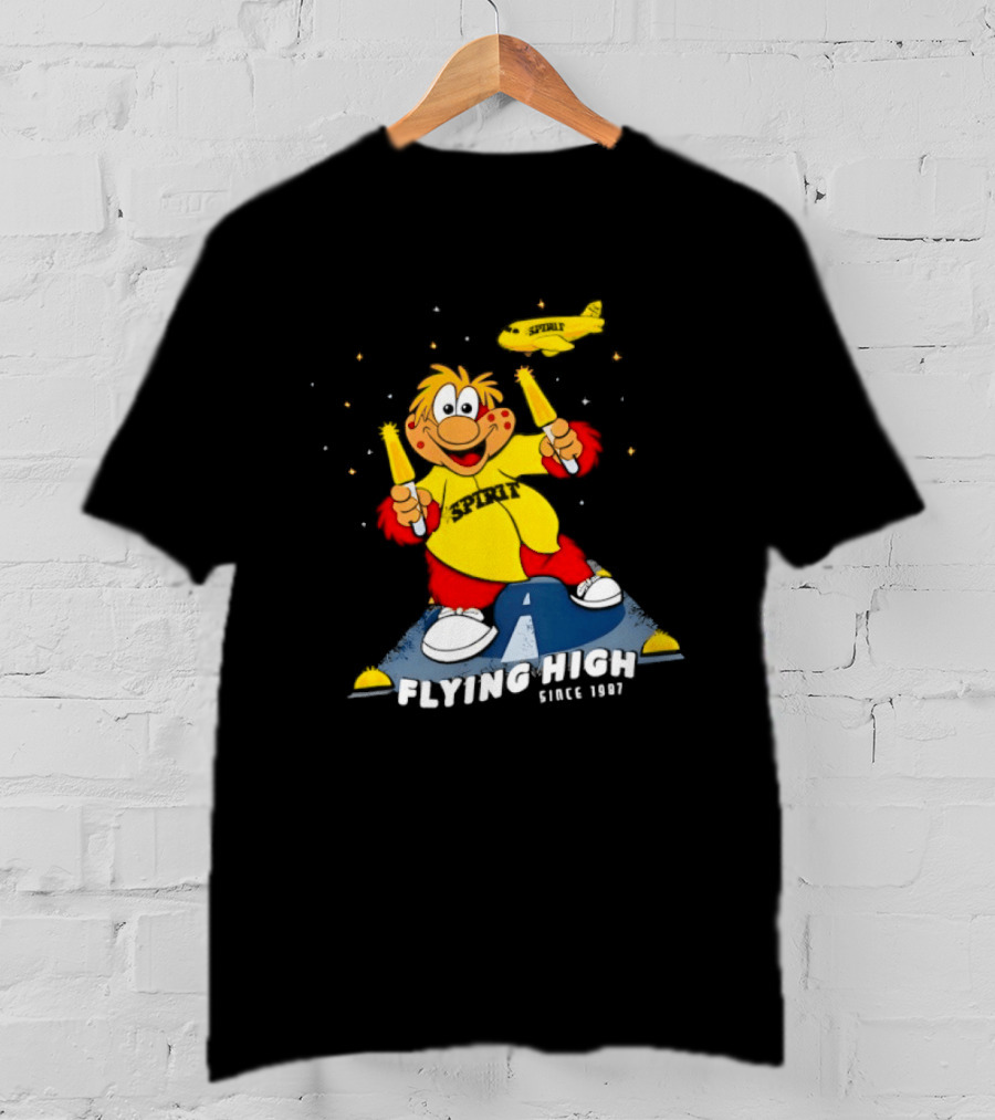 Inland Empire 66ers Baseball Mascot Celebrating Flying High Since 1987 With Spirit Airlines Memorabilia T-Shirt