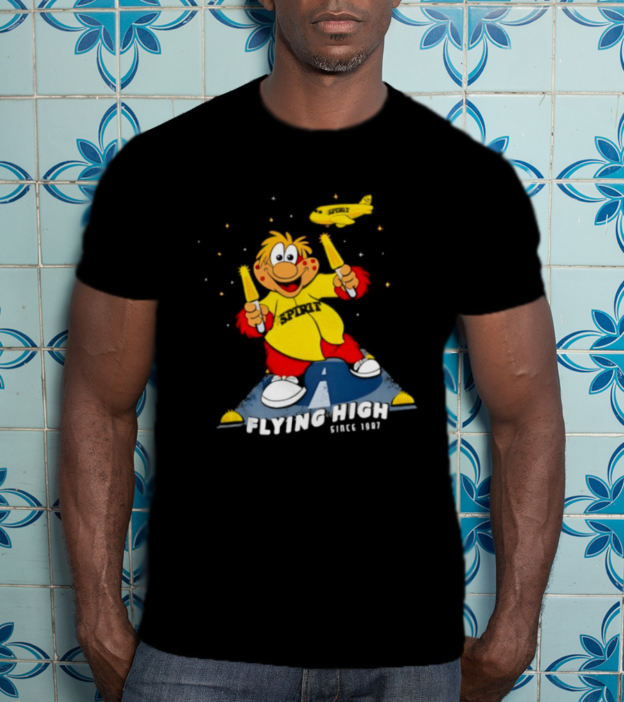 Inland Empire 66ers Baseball Mascot Celebrating Flying High Since 1987 With Spirit Airlines Memorabilia T-Shirt