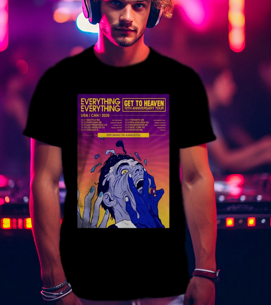 Everything Everything Get To Heaven 10th Anniversary Tour 2026 USA Canada Dates T-Shirt