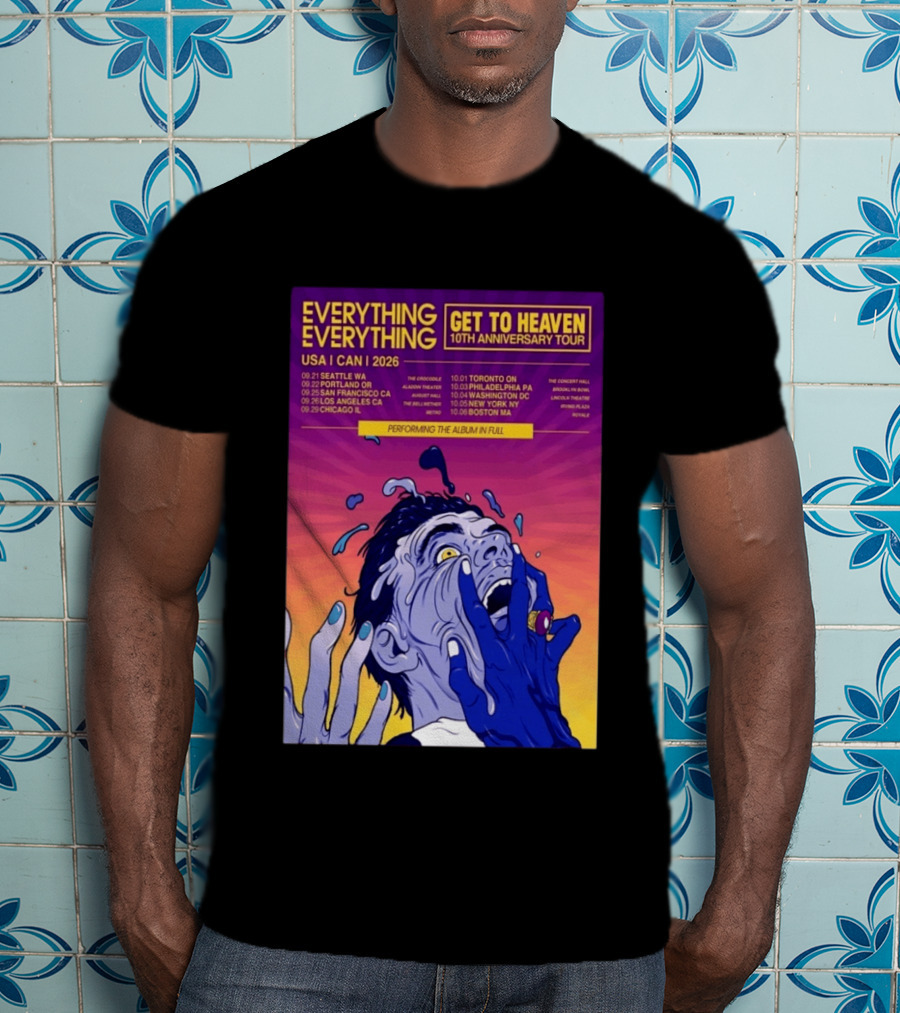 Everything Everything Get To Heaven 10th Anniversary Tour 2026 USA Canada Dates T-Shirt