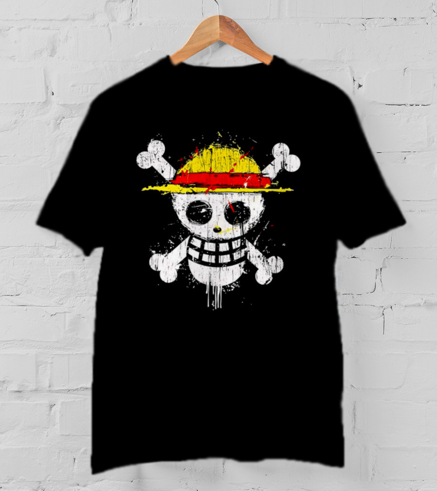 Jolly Roger Straw Hat Pirate Skull Monkey D. Luffy One Piece T-Shirt