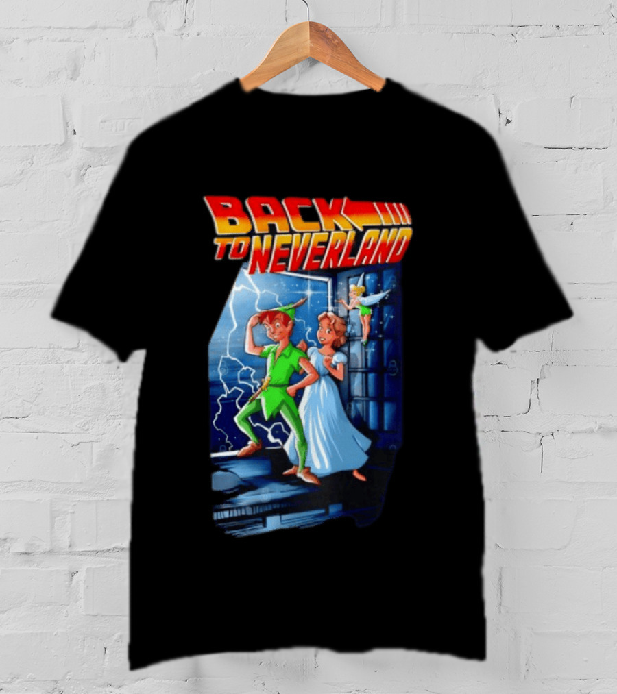 Back To Neverland Peter Pan Wendy Tinkerbell Mashup Back To The Future T-Shirt
