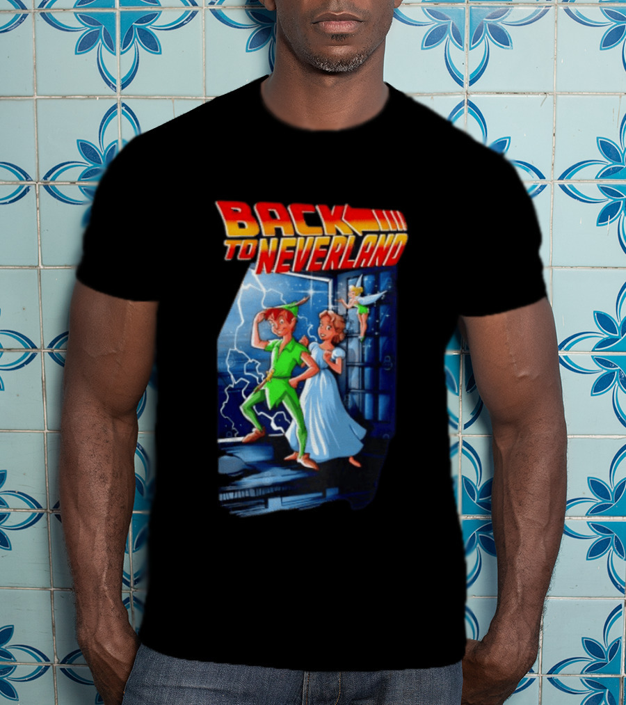 Back To Neverland Peter Pan Wendy Tinkerbell Mashup Back To The Future T-Shirt