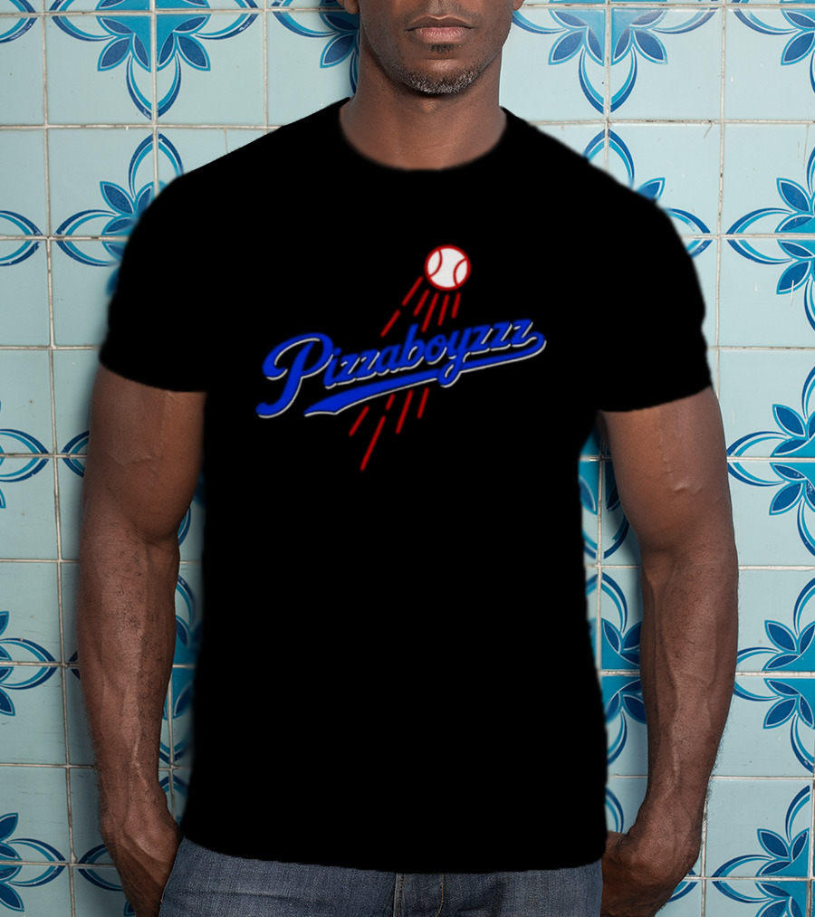 Pizzaboyzzz Los Angeles Dodgers MLB Baseball 2026 Baseball Projectile Motif T-Shirt