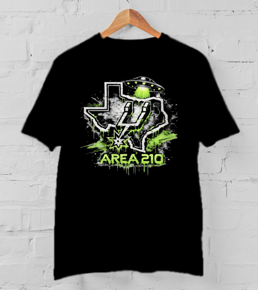 San Antonio Area 210 Spurs Fiesta UFO Texas Map T-Shirt