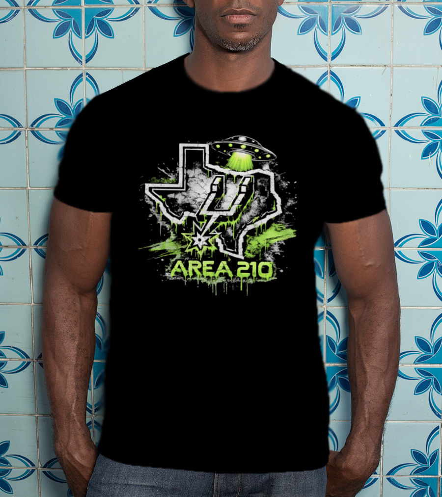 San Antonio Area 210 Spurs Fiesta UFO Texas Map T-Shirt