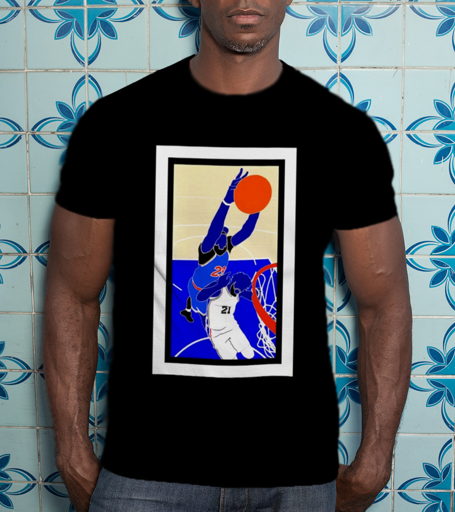 Mitchell Robinson Slam Dunk Over Joel Embiid New York Knicks T-Shirt