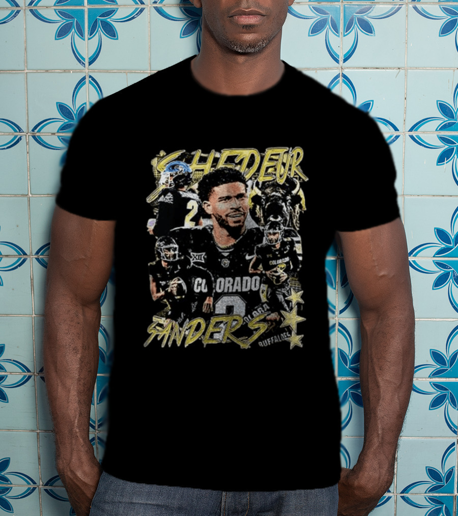 Shedeur Sanders Colorado Buffaloes Football XXL Player Collage T-Shirt