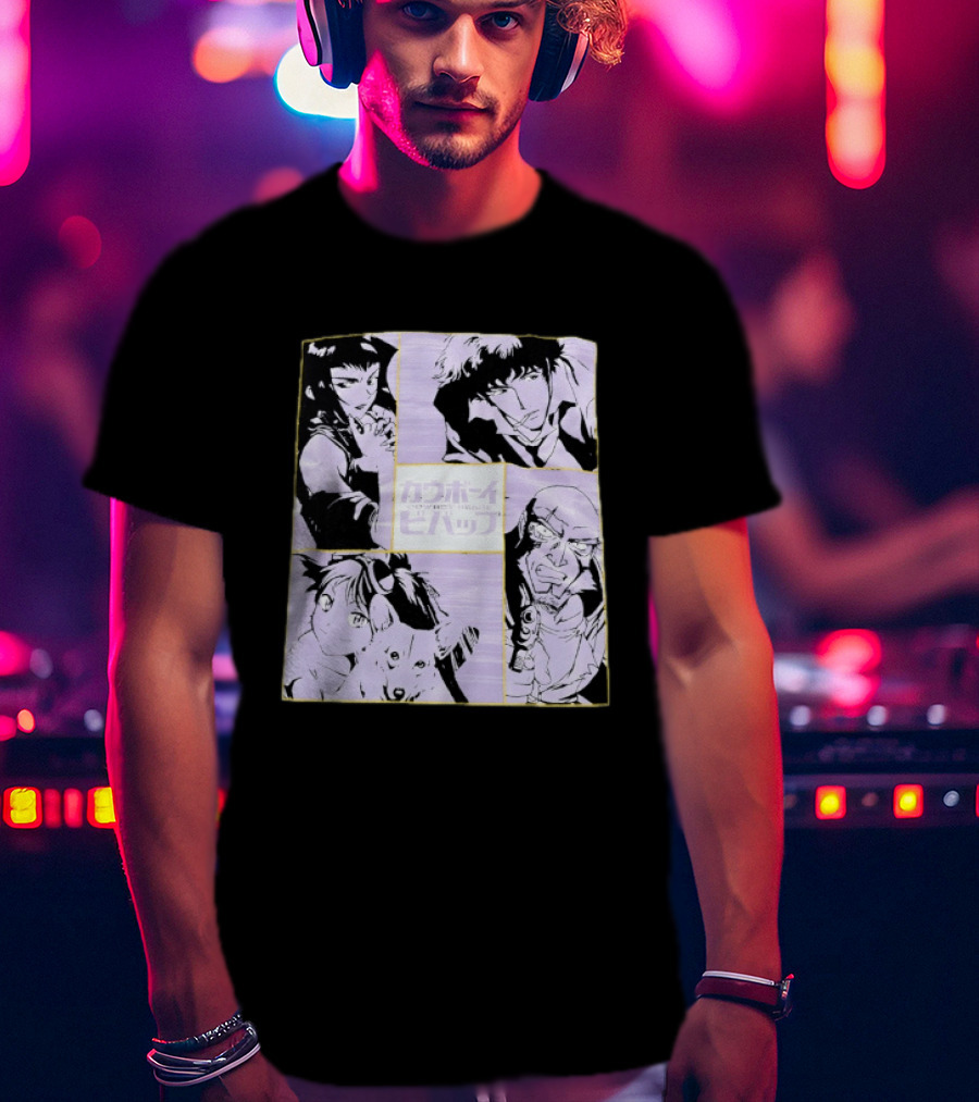 Cowboy Bebop Anime Characters Collage Faye Spike Ein Jet T-Shirt