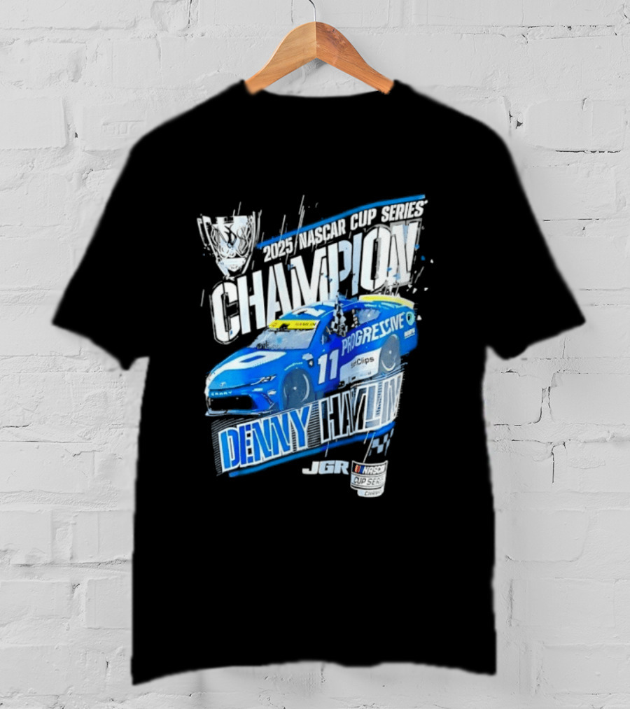 Denny Hamlin 2025 NASCAR Cup Series Champion Progressive Car 11 Joe Gibbs Racing T-Shirt