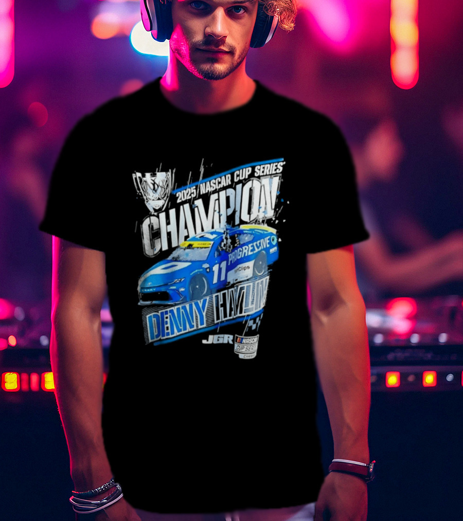 Denny Hamlin 2025 NASCAR Cup Series Champion Progressive Car 11 Joe Gibbs Racing T-Shirt