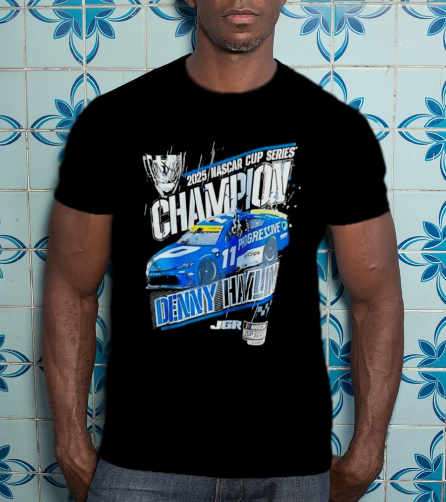 Denny Hamlin 2025 NASCAR Cup Series Champion Progressive Car 11 Joe Gibbs Racing T-Shirt