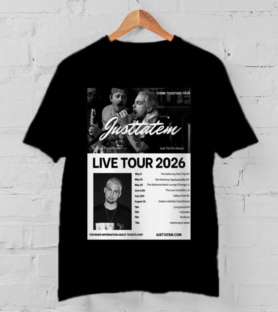 Live Tour 2026 Justtatem Come Together Justin Barona Tour Dates T-Shirt