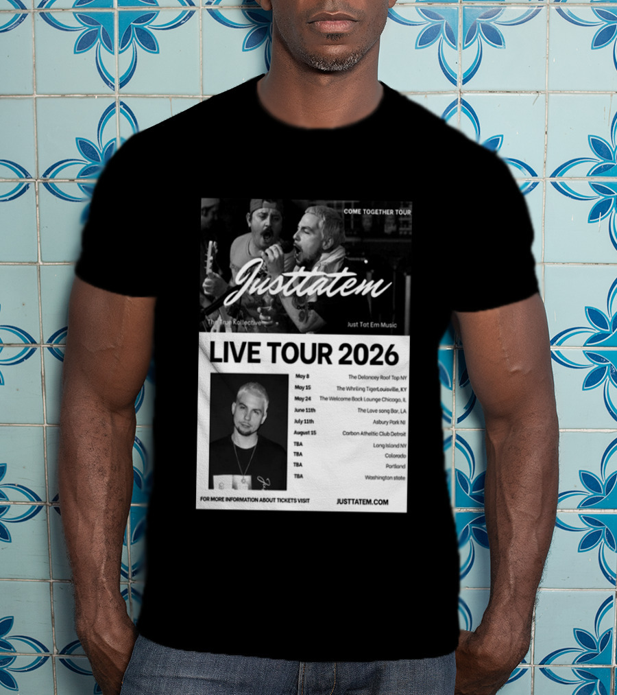 Live Tour 2026 Justtatem Come Together Justin Barona Tour Dates T-Shirt