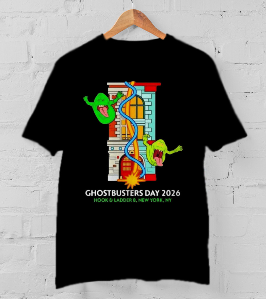 Ghostbusters Day 2026 Hook & Ladder 8 Firehouse Slimer Double Feature T-Shirt