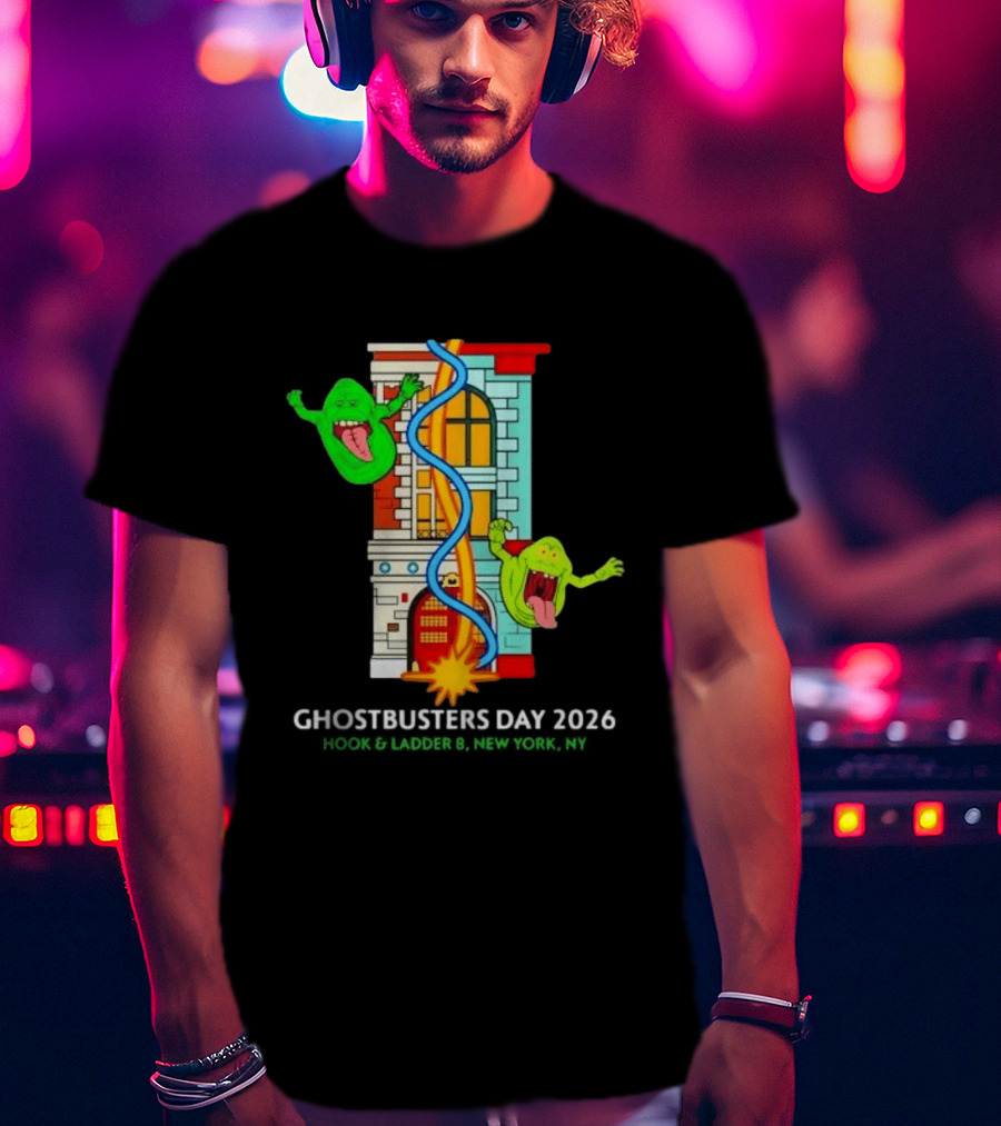 Ghostbusters Day 2026 Hook & Ladder 8 Firehouse Slimer Double Feature T-Shirt