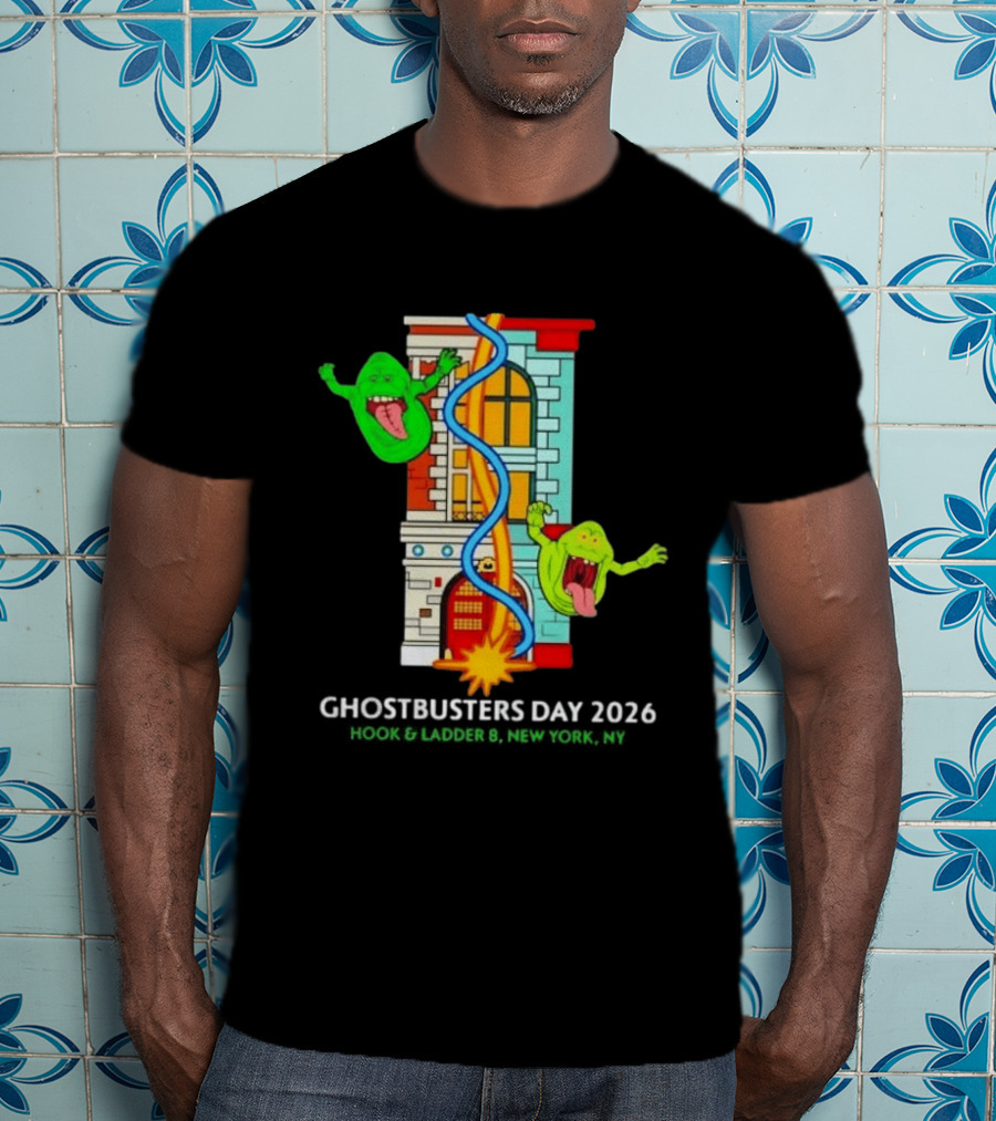 Ghostbusters Day 2026 Hook & Ladder 8 Firehouse Slimer Double Feature T-Shirt