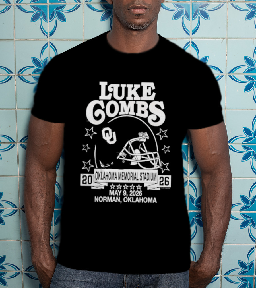 Luke Combs May 9 2026 Norman Oklahoma Football Helmet Stars Concert Event T-Shirt