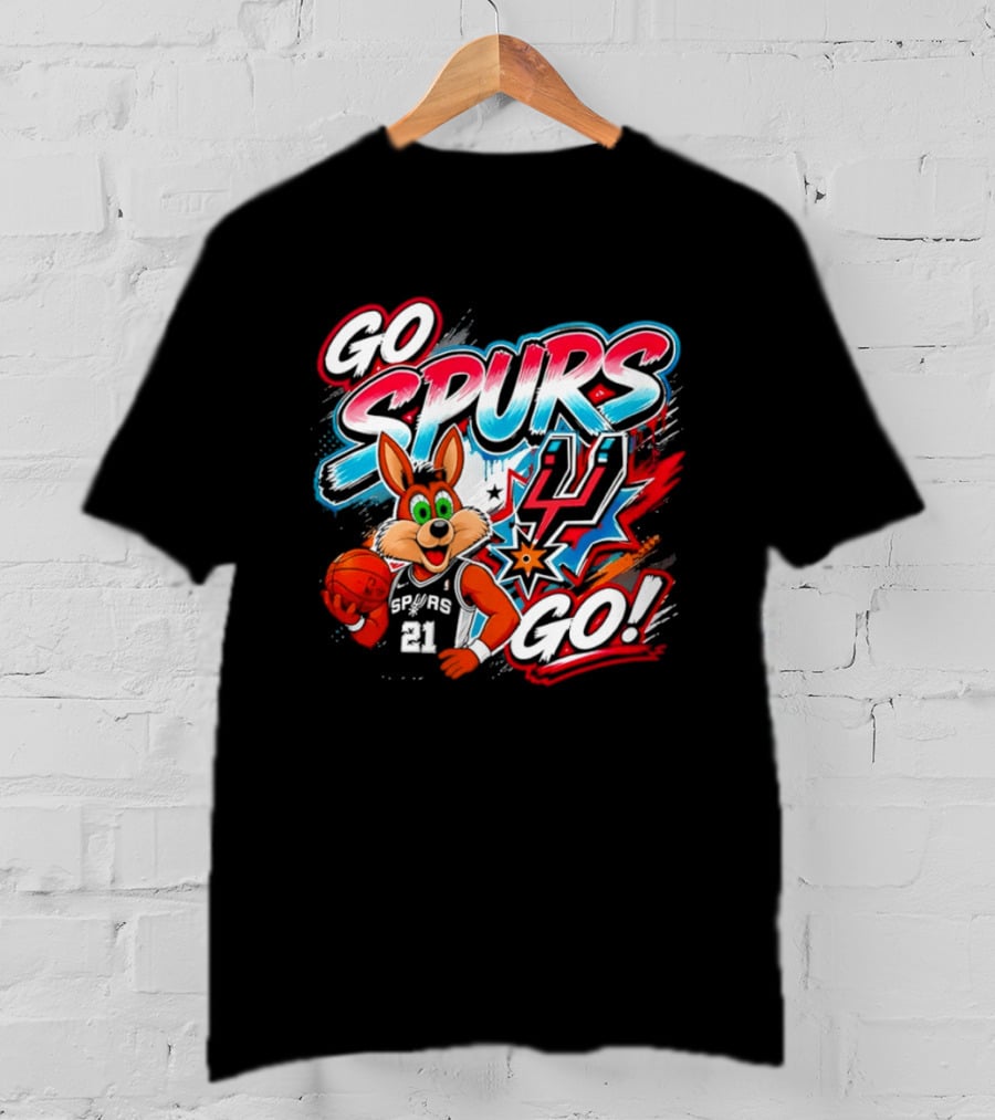 Go Spurs Go Coyote Basketball Team Spirit Graffiti T-Shirt